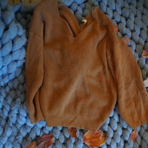 Brown sweater with cross back, cute for fall